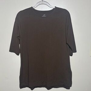 J‎ Jill Petite Small Brown Luxe Supima Ballet Sleeve Tunic Top